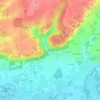 Mappa topografica Dauvers, altitudine, rilievo