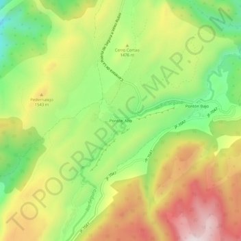 Mappa topografica Pontón Alto, altitudine, rilievo