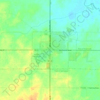 Mappa topografica Rosendale, altitudine, rilievo
