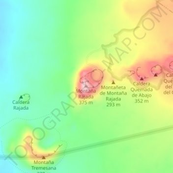 Mappa topografica Montaña Rajada, altitudine, rilievo