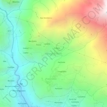 Mappa topografica Villaggio Trifoglio, altitudine, rilievo