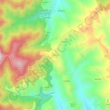 Mappa topografica Paranesi, altitudine, rilievo