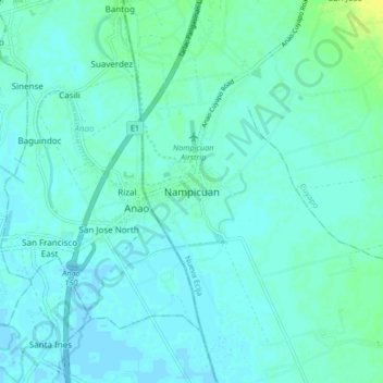Mappa topografica Nampicuan, altitudine, rilievo