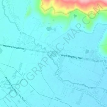 Mappa topografica San Roque Bitas, altitudine, rilievo