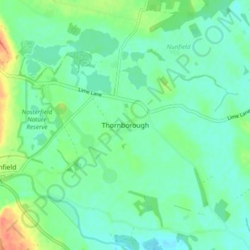 Mappa topografica Thornborough, altitudine, rilievo