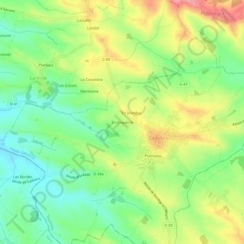 Mappa topografica En Esquerre, altitudine, rilievo
