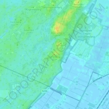 Mappa topografica Torenberg, altitudine, rilievo
