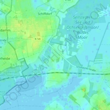 Mappa topografica Friedheim, altitudine, rilievo