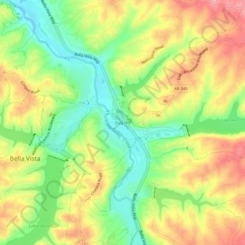 Mappa topografica Dug Hill, altitudine, rilievo