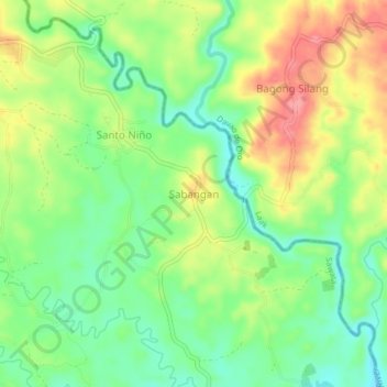 Mappa topografica Sabangan, altitudine, rilievo