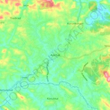 Mappa topografica Anchal, altitudine, rilievo