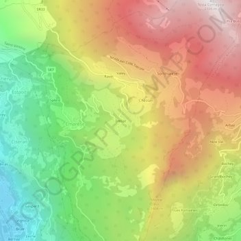 Mappa topografica Erèsaz, altitudine, rilievo