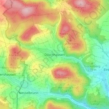 Mappa topografica Dilschhausen, altitudine, rilievo