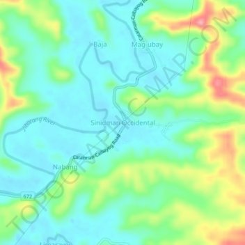 Mappa topografica Sinidman Occidental, altitudine, rilievo
