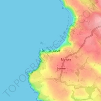 Mappa topografica Sennen Cove, altitudine, rilievo