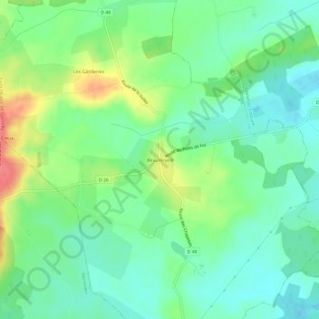 Mappa topografica Beaurenard, altitudine, rilievo