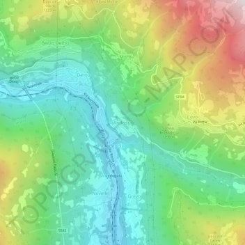 Mappa topografica Andrista, altitudine, rilievo