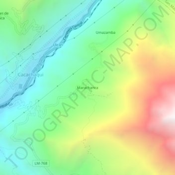 Mappa topografica Marachanca, altitudine, rilievo