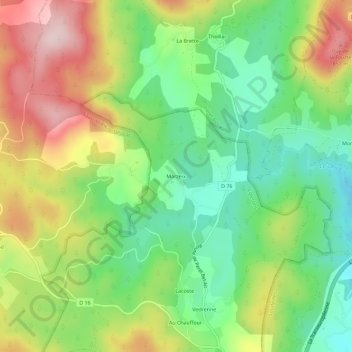 Mappa topografica Marzeix, altitudine, rilievo