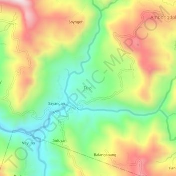 Mappa topografica Tuel, altitudine, rilievo