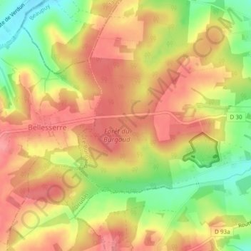 Mappa topografica Foret Communale, altitudine, rilievo