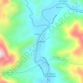 Mappa topografica Muchime, altitudine, rilievo