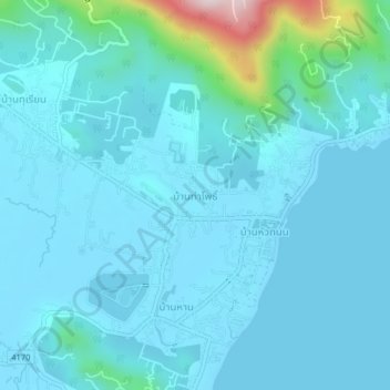 Mappa topografica Baan Tha Po, altitudine, rilievo