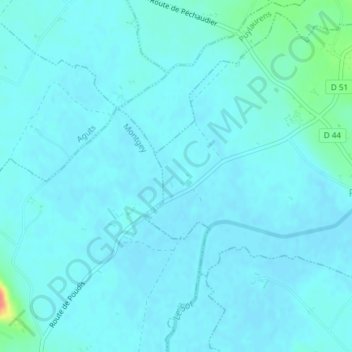 Mappa topografica En Chaylade, altitudine, rilievo