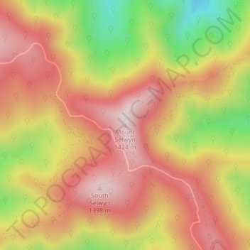 Mappa topografica Mount Selwyn, altitudine, rilievo