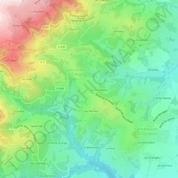 Mappa topografica La Saulée, altitudine, rilievo