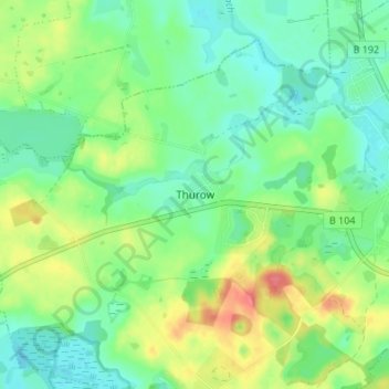 Mappa topografica Thurow, altitudine, rilievo