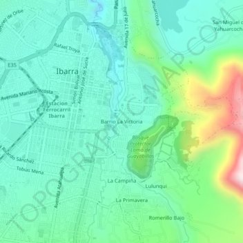 Mappa topografica Barrio La Victoria, altitudine, rilievo