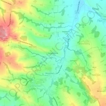 Mappa topografica Heiligenbaum, altitudine, rilievo