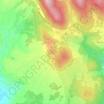 Mappa topografica Porchiano del Monte, altitudine, rilievo