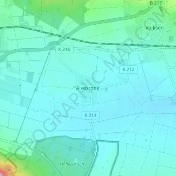 Mappa topografica Alvesrode, altitudine, rilievo