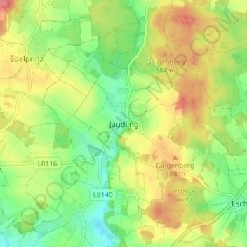 Mappa topografica Jaudling, altitudine, rilievo
