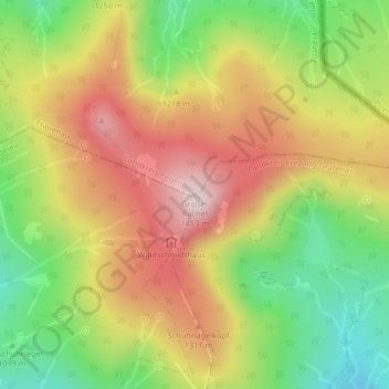 Mappa topografica Großer Rachel, altitudine, rilievo