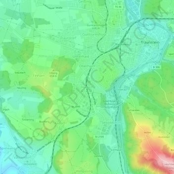 Mappa topografica Haslach, altitudine, rilievo