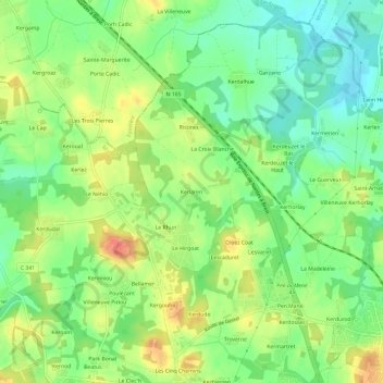 Mappa topografica Kerlaren, altitudine, rilievo