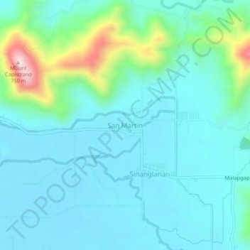 Mappa topografica San Martin, altitudine, rilievo