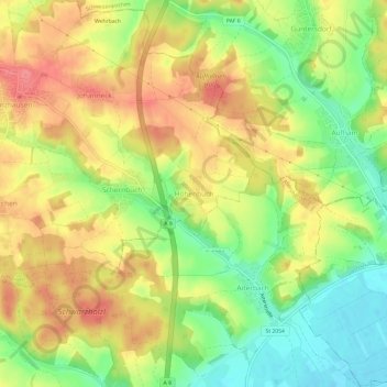 Mappa topografica Hohenbuch, altitudine, rilievo