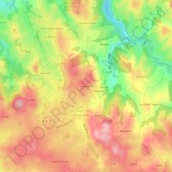 Mappa topografica La Seigne, altitudine, rilievo