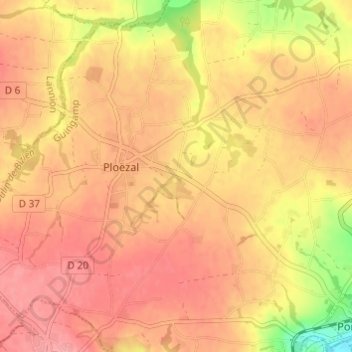 Mappa topografica Pont Vouden, altitudine, rilievo