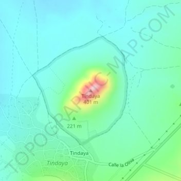Mappa topografica Tindaya, altitudine, rilievo