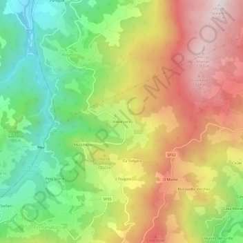 Mappa topografica Vallorsara, altitudine, rilievo
