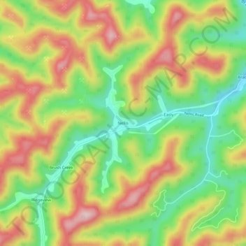 Mappa topografica Nellis, altitudine, rilievo