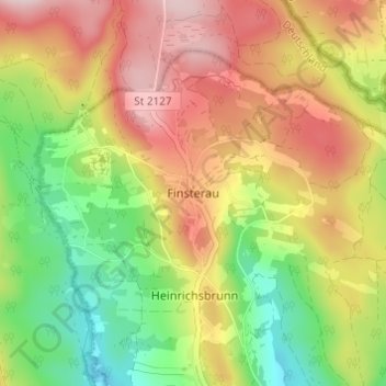 Mappa topografica Finsterau, altitudine, rilievo