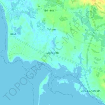 Mappa topografica Liniclate, altitudine, rilievo
