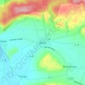 Mappa topografica Börry, altitudine, rilievo