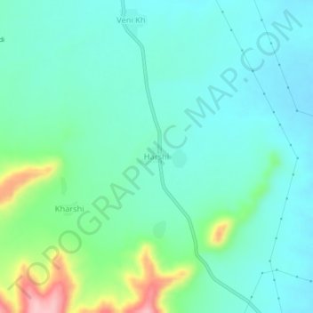 Mappa topografica Harshi, altitudine, rilievo